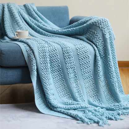 Damen Strickdecke mit eleganten Fransen Brehn