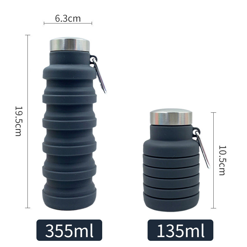 Damen praktische und kompakte Silikon-Trinkflasche mit Karabiner und Edelstahlverschluss Brehn