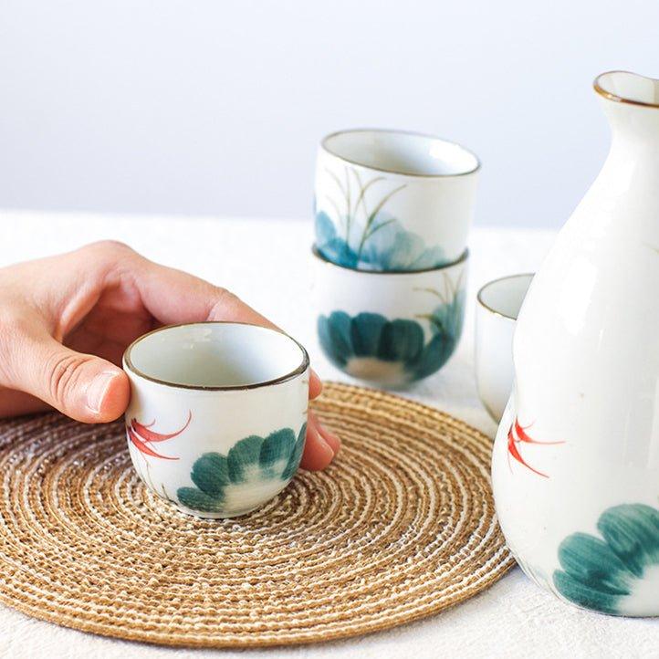 Japanische handgefertigte Goldfisch Keramik Sake Set | Brehn