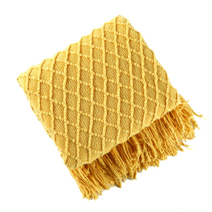 Damen Gemusterte Strickdecke mit Fransen Brehn