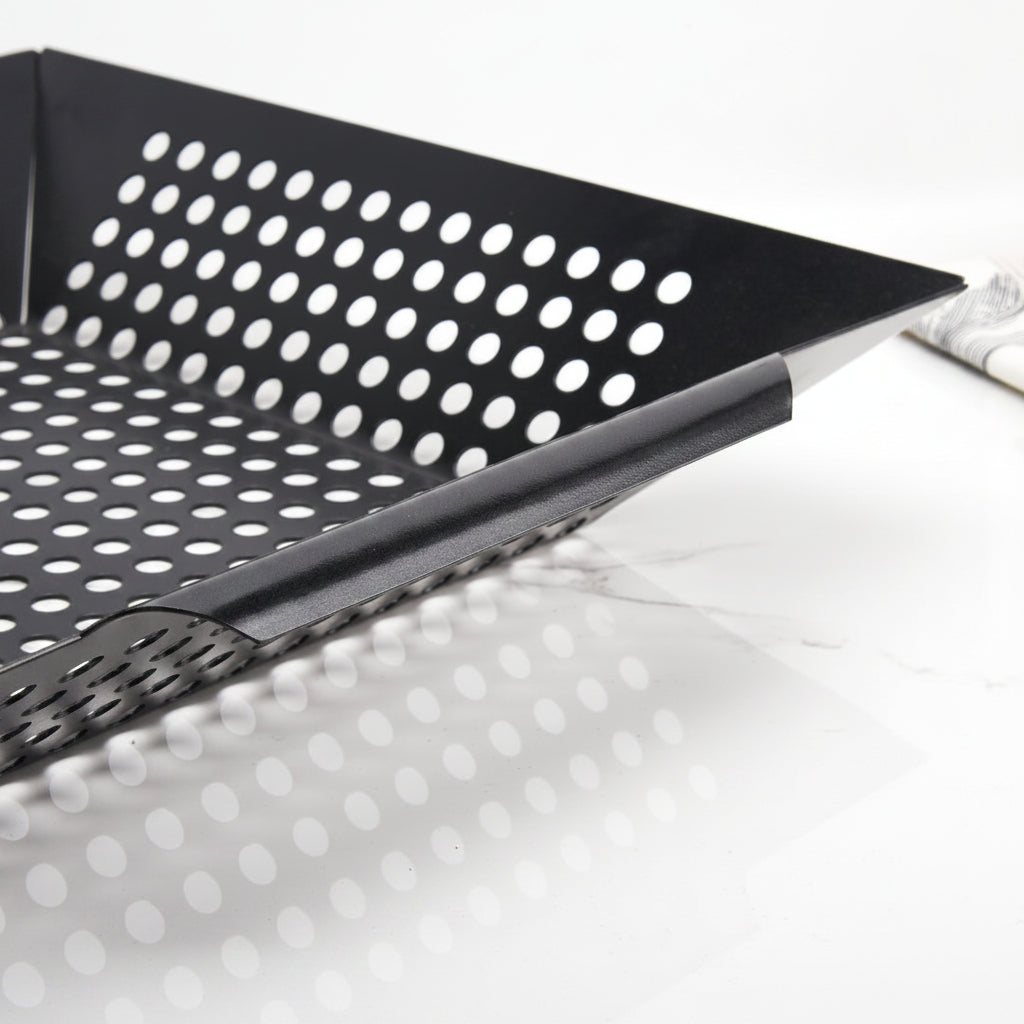 Perforierter Grillkorb Für Gemüse Quadratisch mit Breiten Griffen Brehn