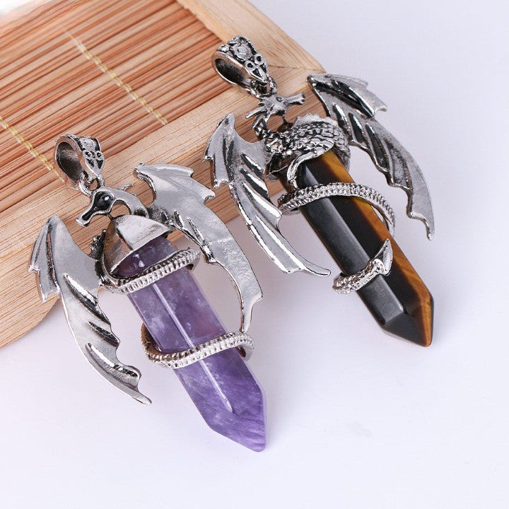 Brehn | Bohemian Stil Natürlicher Mystischer Edelstein Drachenanhänger