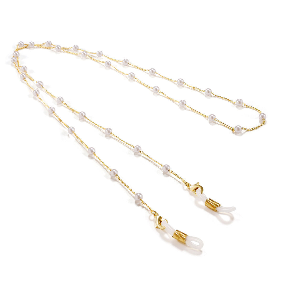 Elegante Brillenhalterkette mit Perlen und Edelstahl-Details Brehn