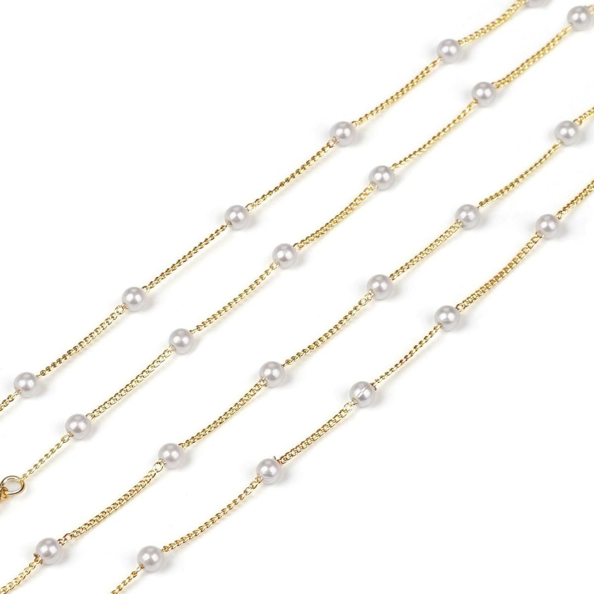 Elegante Brillenhalterkette mit Perlen und Edelstahl-Details Brehn