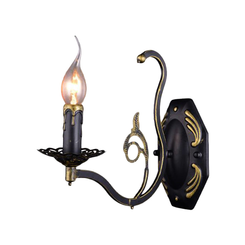 Brehn | Kandelaar Woonkamer Wandlamp Retro Metaal 1/2-Licht Zwarte Wandgemonteerde Lamp