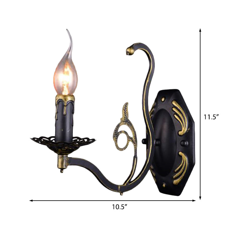 Brehn | Kandelaar Woonkamer Wandlamp Retro Metaal 1/2-Licht Zwarte Wandgemonteerde Lamp