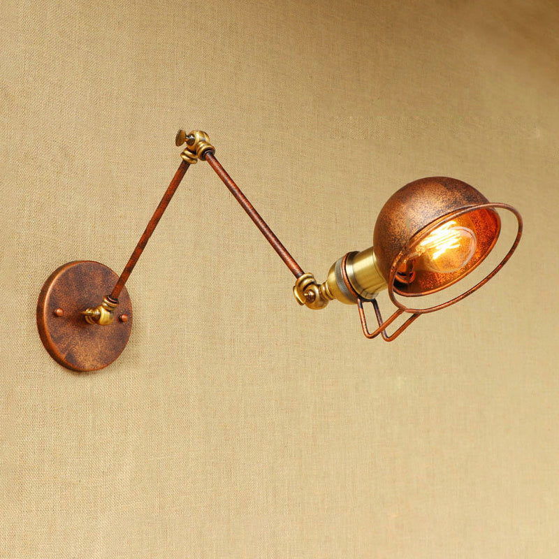 Vintage Industrial Bowl Wandlampe 1 Licht Eisen Wandlampe mit schwenkbarem Arm in Schwarz/Metall
