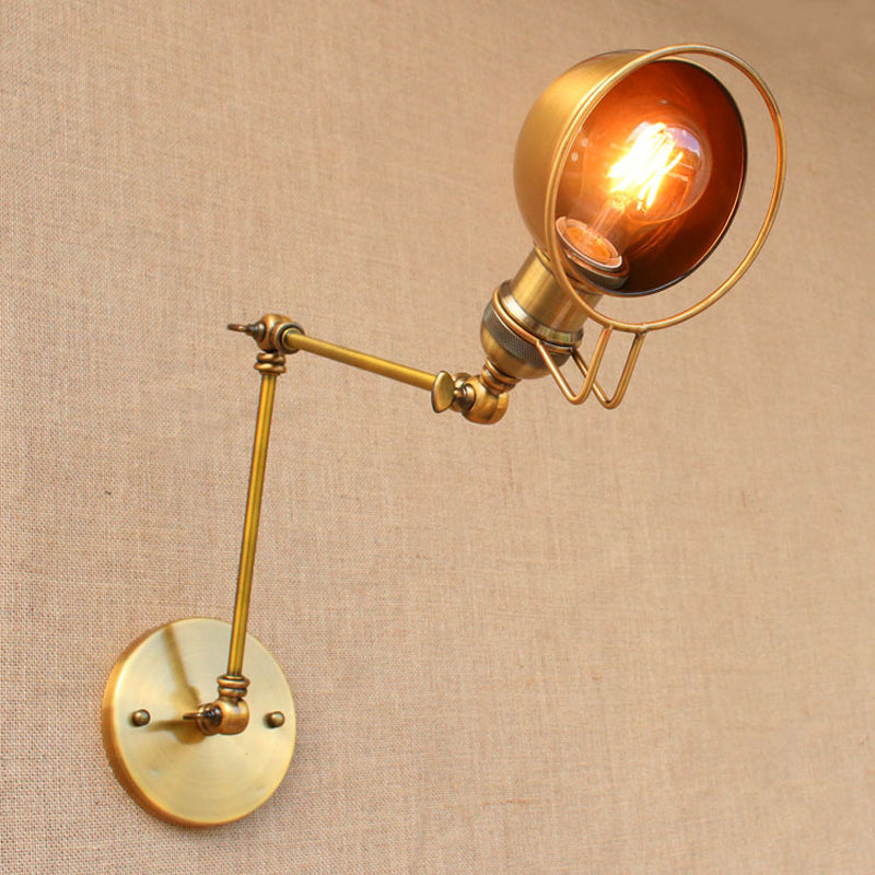 Vintage Industrial Bowl Wandlampe 1 Licht Eisen Wandlampe mit schwenkbarem Arm in Schwarz/Metall