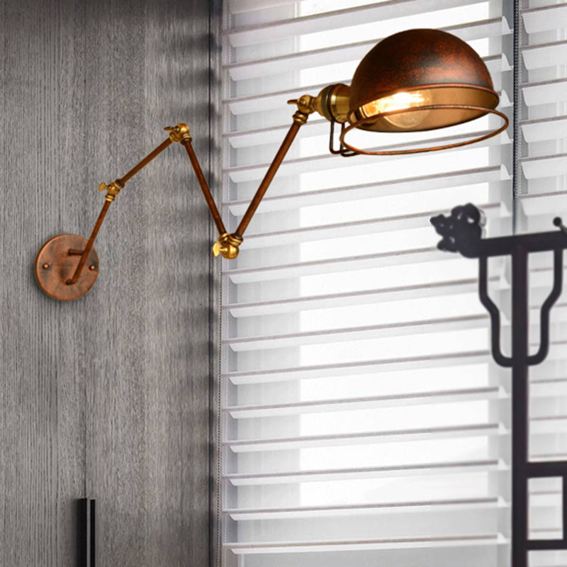 Vintage Industrial Bowl Wandlampe 1 Licht Eisen Wandlampe mit schwenkbarem Arm in Schwarz/Metall