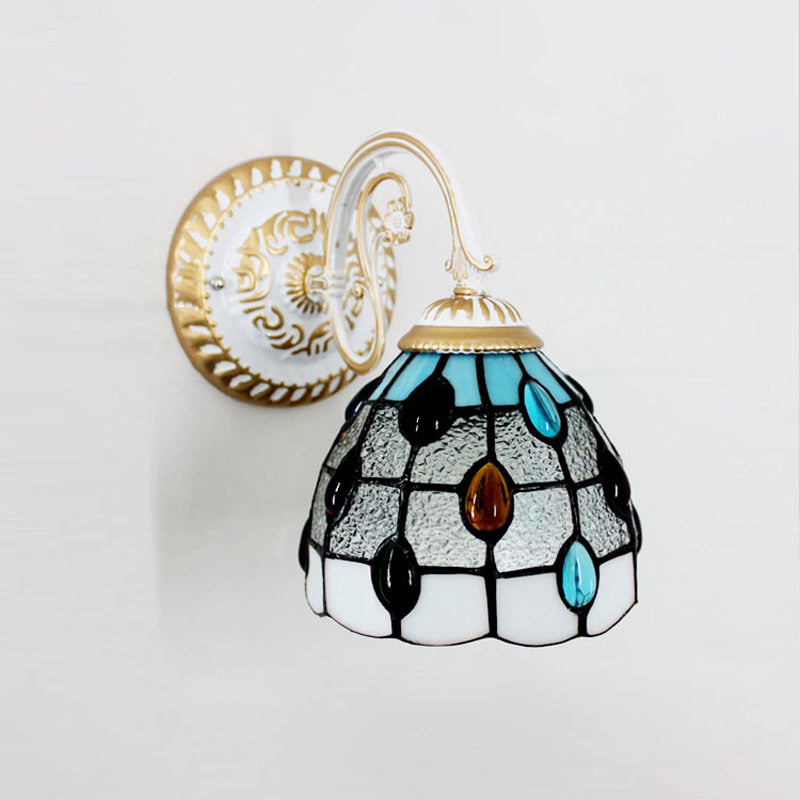 1-Kopf Shade Wandlampe Tiffany-Stil Handgefertigte Glas-Wandlampe für das Wohnzimmer