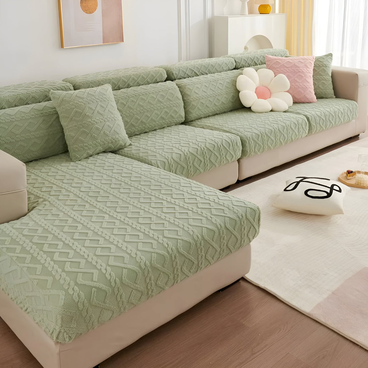 Samt-Sofabezug mit Rautenmuster – Weich & Luxuriös | Passt perfekt auf jedes Sofa
