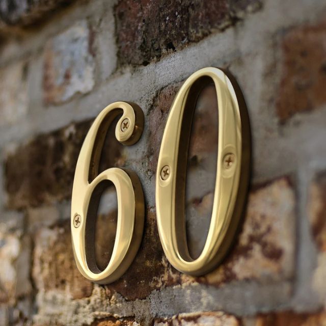 Traditional house door numbers made of solid brass