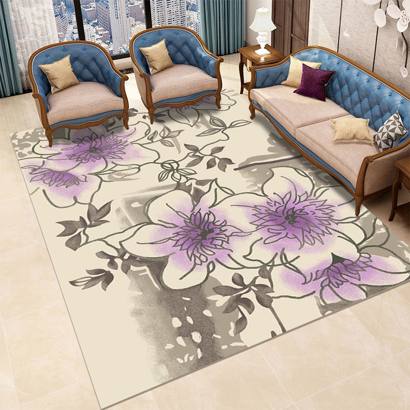 Brehn | Nordic Abstract Bedruckter Teppich Mehrfarbig Polyester Bereichsteppich Rutschfeste Rückseite Haustierfreundlicher Innenraumteppich für das Wohnzimmer