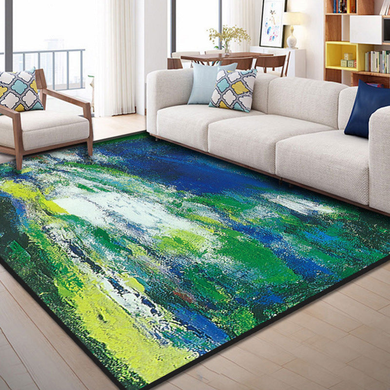 Brehn | Nordic Abstract Bedruckter Teppich Mehrfarbig Polyester Bereichsteppich Rutschfeste Rückseite Haustierfreundlicher Innenraumteppich für das Wohnzimmer