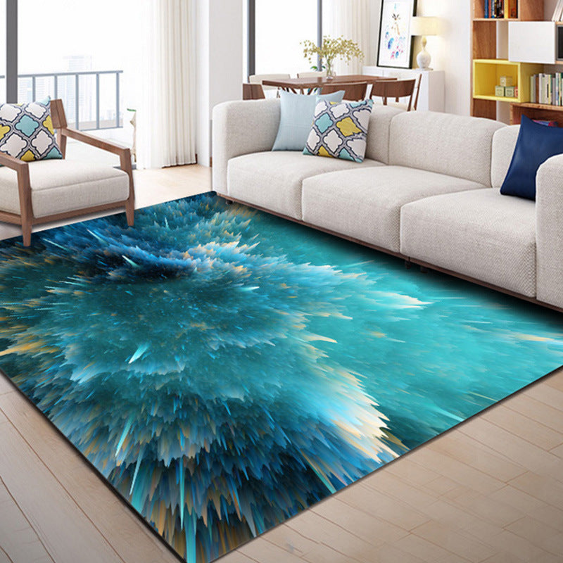 Brehn | Nordic Abstract Bedruckter Teppich Mehrfarbig Polyester Bereichsteppich Rutschfeste Rückseite Haustierfreundlicher Innenraumteppich für das Wohnzimmer