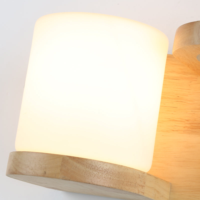 Cream Glas Würfel Wandleuchte Art Deco 1-Glühbirne Holz Wandmontage Licht mit Hydrokultur Pflanzentopf | Brehn