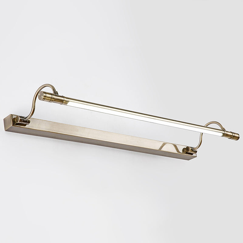 Nickel Finish Metall Schminklampe Tubular Landhaus Stil Wandlicht mit verstellbarem gebogenem Arm | Brehn