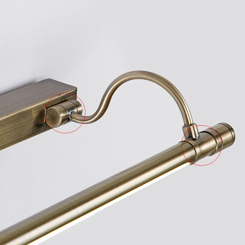 Nickel Finish Metall Schminklampe Tubular Landhaus Stil Wandlicht mit verstellbarem gebogenem Arm | Brehn