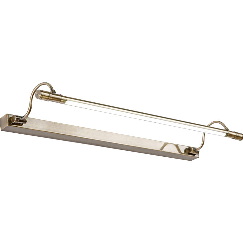Nickel Finish Metall Schminklampe Tubular Landhaus Stil Wandlicht mit verstellbarem gebogenem Arm | Brehn