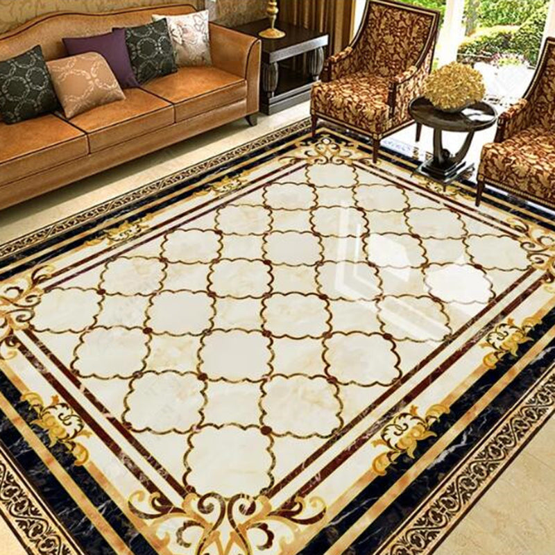 Brehn | Multicolor novel carpet made of cotton blend with checkered pattern, non-slip, pet-friendly interior carpet for the living room
