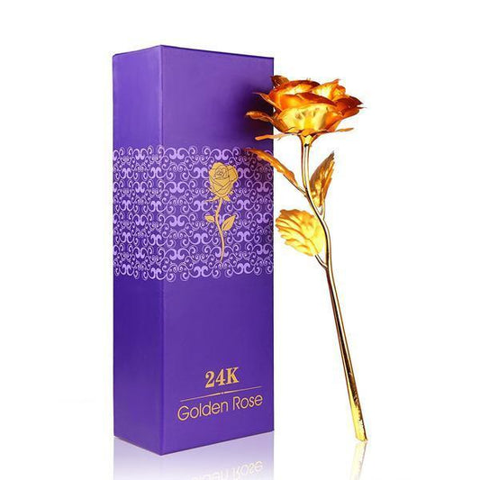 24K Goldfolie Rose mit Box | Brehn
