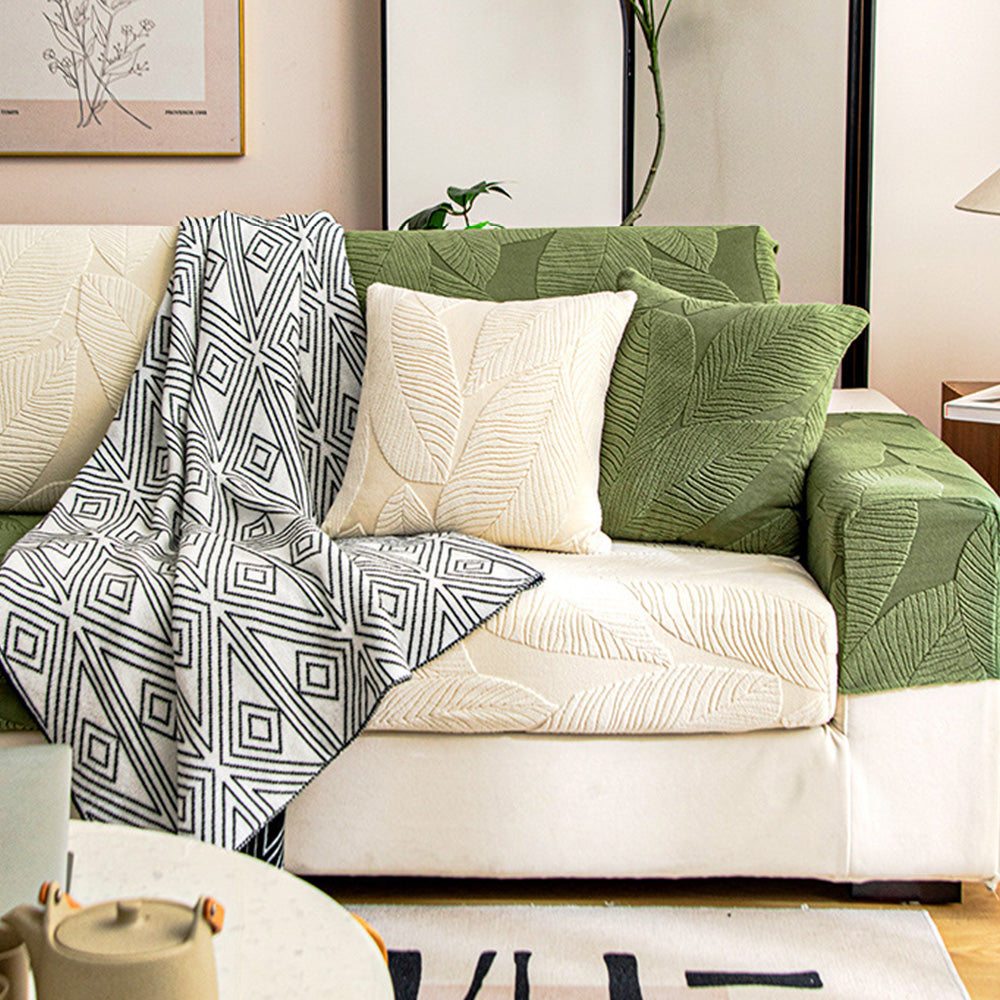 Moderne Blatt Jacquard Wasserdichte Anti-Kratzer Couchbezug | Brehn
