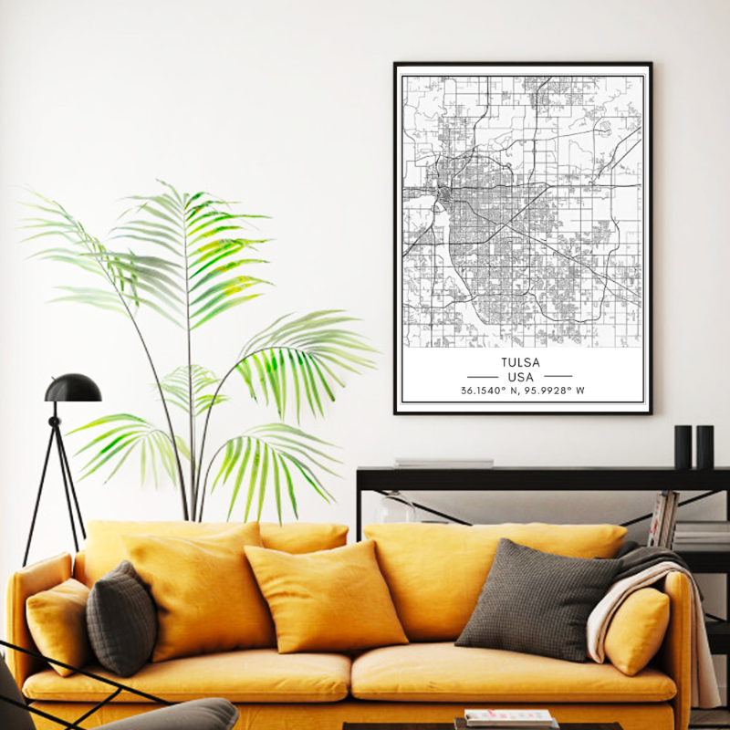 Stadtplan von Tulsa – Leinwandbild