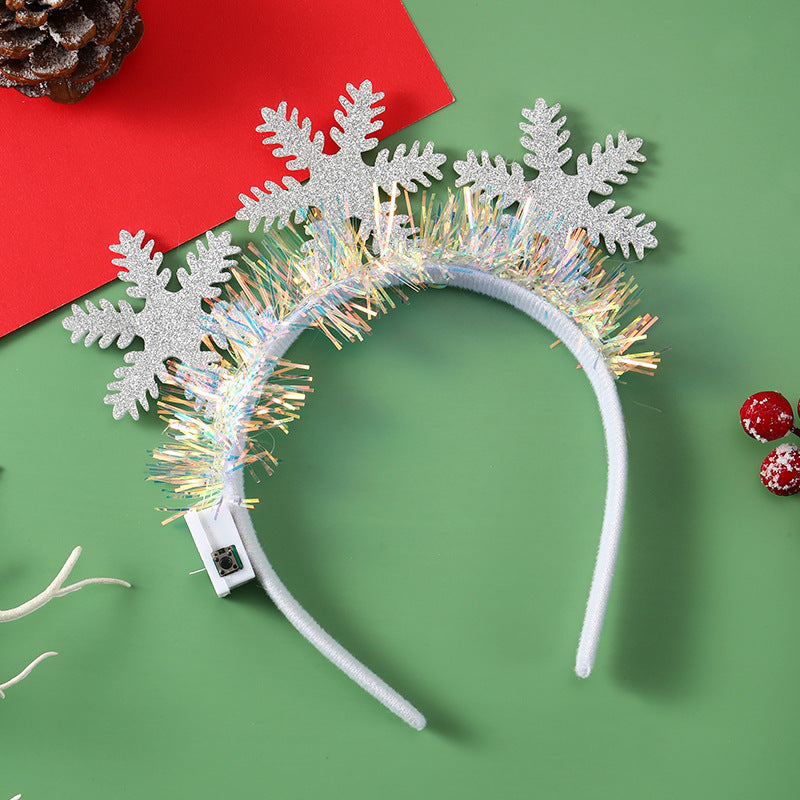 Brehn | IPC Weihnachten Haarband Leuchtendes Stirnband Weihnachtsbaum Schneeflocke Haarband Hirschgeweih Licht Blinkendes Kopfschmuck Frohe Weihnachten Geschenk