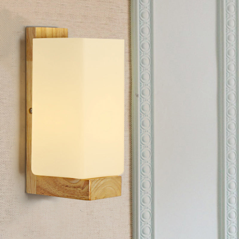 Japanische stilvolle quaderförmige Wandlampe mit einem Licht, mattierte Glas-Wandbeleuchtung in Weiß für Büro Hotel | Brehn