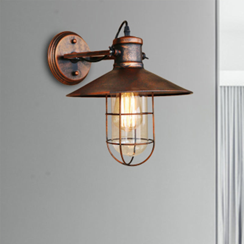 1 Licht Klar Glas Wand Sconce Licht Traditionell Schwarz/Rost Käfig Kaffeehaus Beleuchtung Leuchte | Brehn