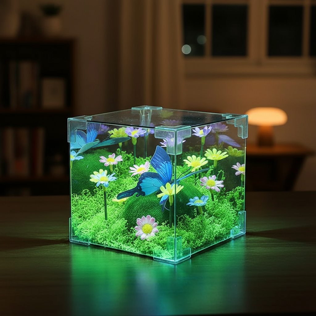 Brehn | LED Schmetterlingsgarten Würfel Nachtlicht Deko