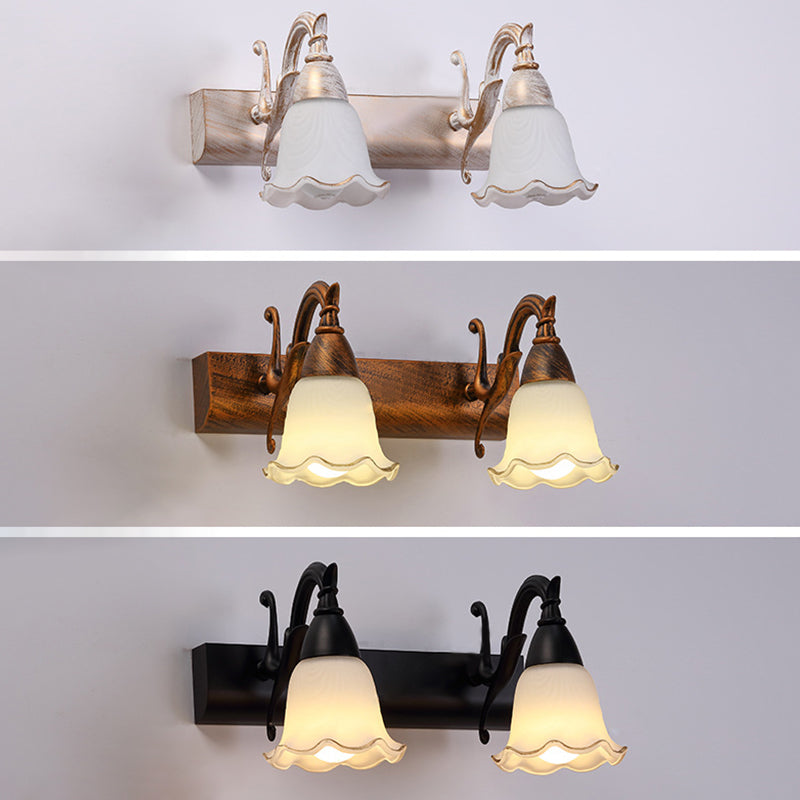 2 Lichter Badezimmerleuchte Amerikanische wasserdichte Lampe über Spiegel in weißem Glasschirm | Brehn