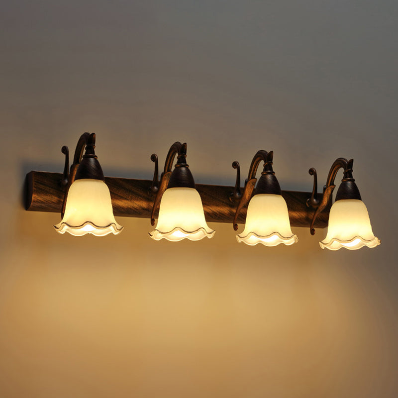 2 Lichter Badezimmerleuchte Amerikanische wasserdichte Lampe über Spiegel in weißem Glasschirm | Brehn