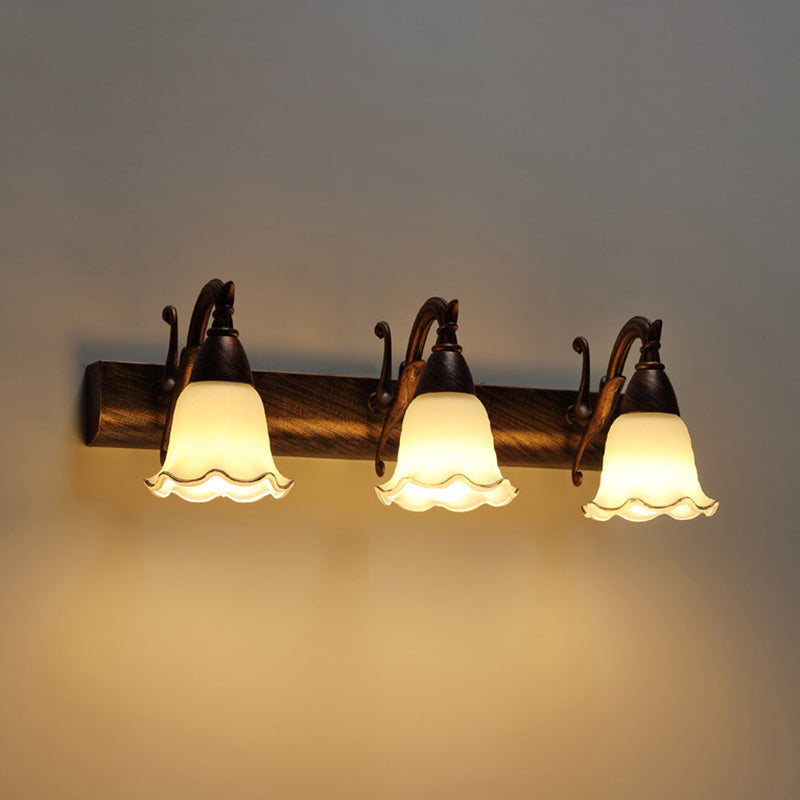 2 Lichter Badezimmerleuchte Amerikanische wasserdichte Lampe über Spiegel in weißem Glasschirm | Brehn