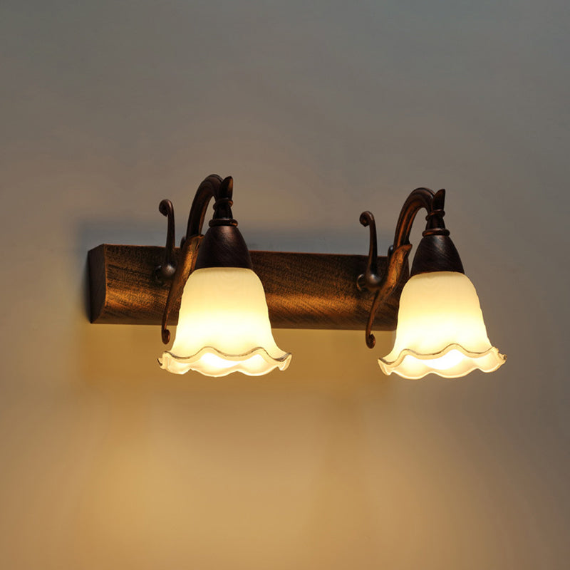 2 Lichter Badezimmerleuchte Amerikanische wasserdichte Lampe über Spiegel in weißem Glasschirm | Brehn