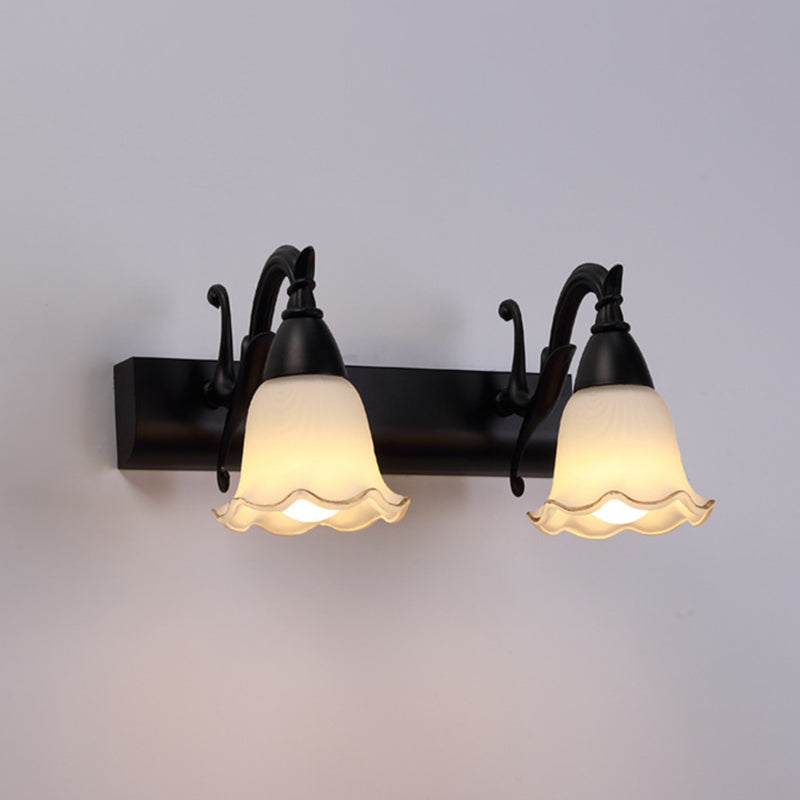 2 Lichter Badezimmerleuchte Amerikanische wasserdichte Lampe über Spiegel in weißem Glasschirm | Brehn