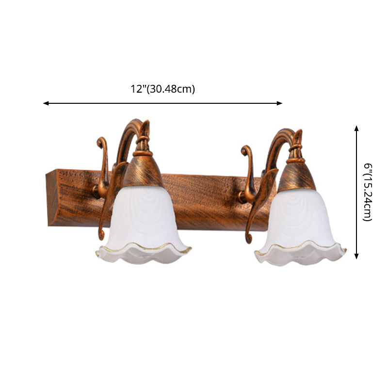 2 Lichter Badezimmerleuchte Amerikanische wasserdichte Lampe über Spiegel in weißem Glasschirm | Brehn