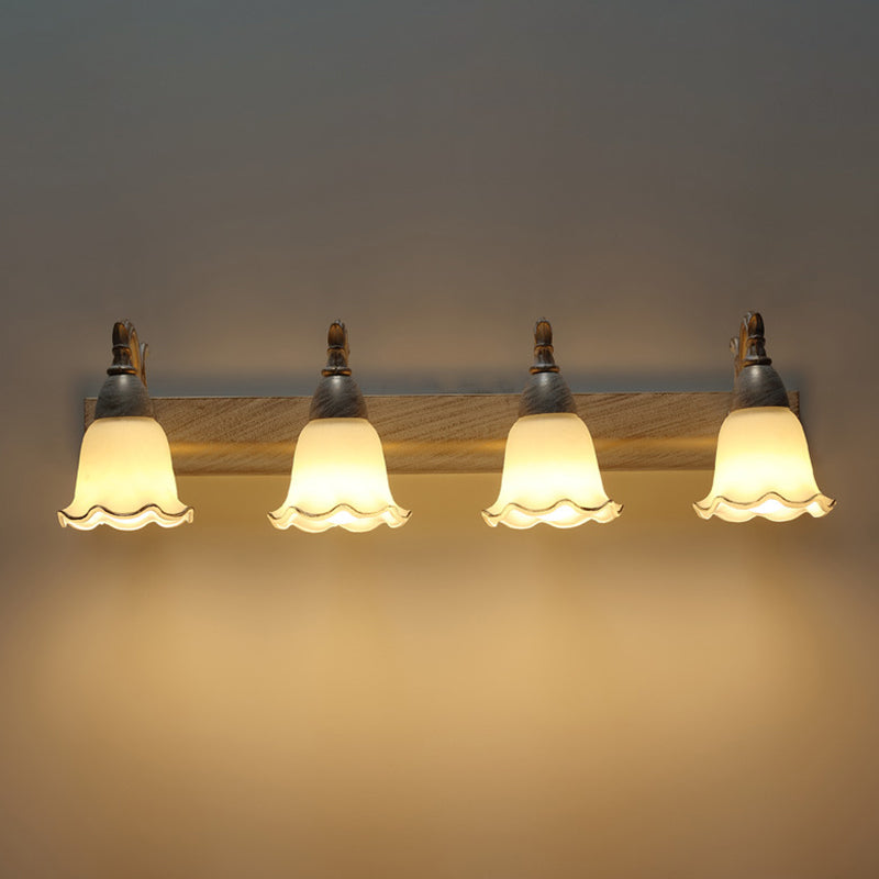 2 Lichter Badezimmerleuchte Amerikanische wasserdichte Lampe über Spiegel in weißem Glasschirm | Brehn
