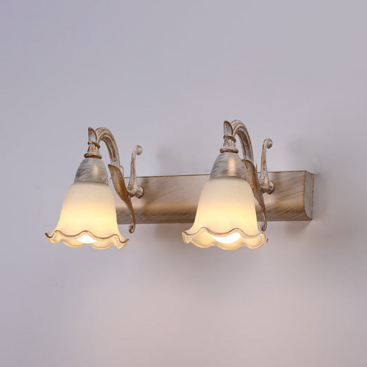 2 Lichter Badezimmerleuchte Amerikanische wasserdichte Lampe über Spiegel in weißem Glasschirm | Brehn