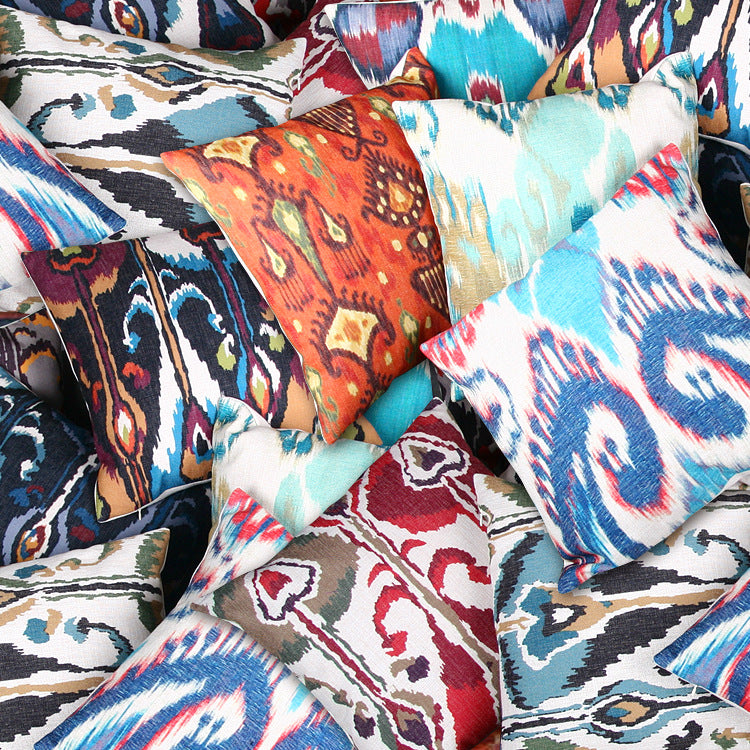 Ikat-Print Quadrat Decorative Throw Kissenbezug mit verborgener Reißverschluss