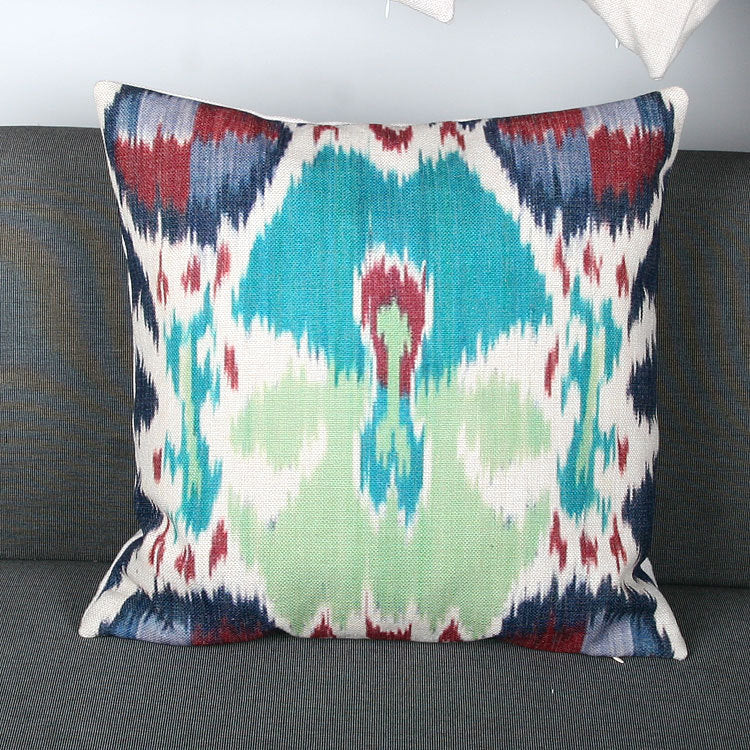 Ikat-Print Quadrat Decorative Throw Kissenbezug mit verborgener Reißverschluss