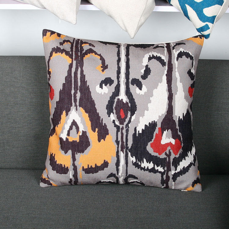 Ikat-Print Quadrat Decorative Throw Kissenbezug mit verborgener Reißverschluss