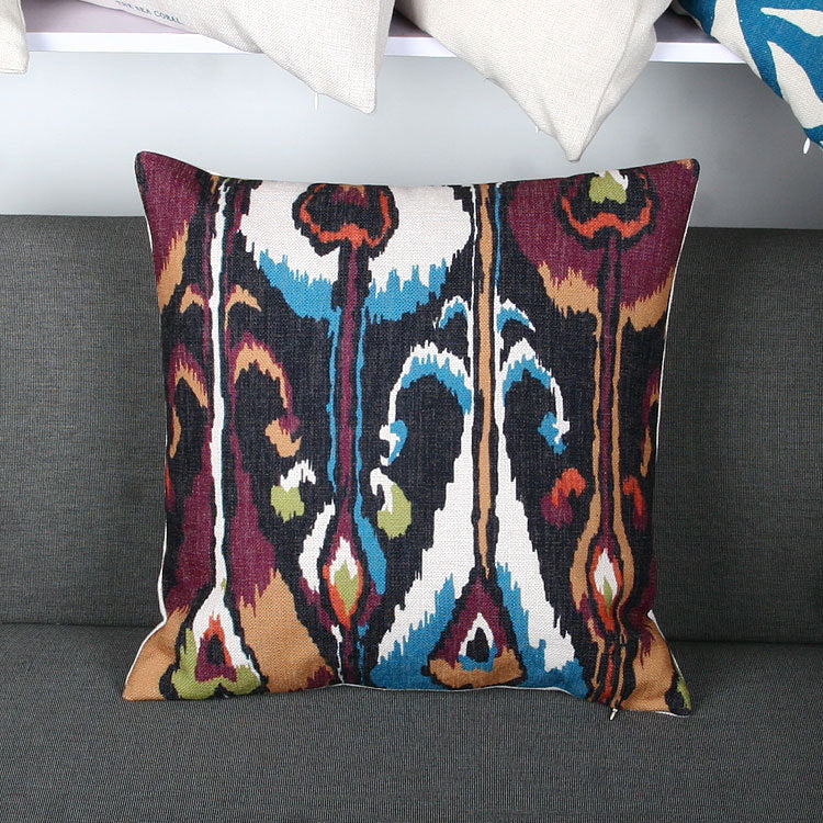 Ikat-Print Quadrat Decorative Throw Kissenbezug mit verborgener Reißverschluss