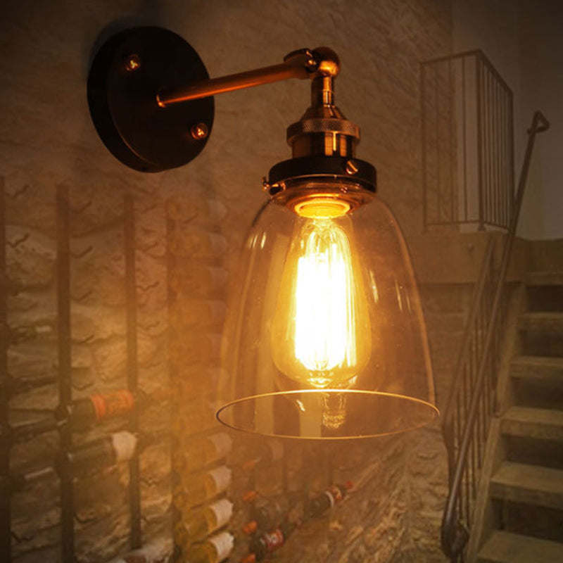 Ovaler Wandspiegel-Lampen Retro-Industriestil Glas Einzelne Spiegel-Lampe | Brehn