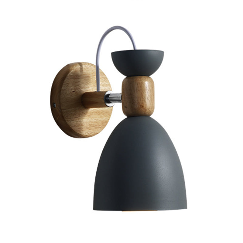 Nordic Macaroon Stil Wandstrahler 1 Licht Holzarm Wandmontage Licht in Metallschirm | Brehn