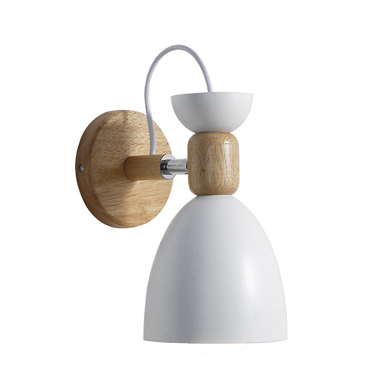 Nordic Macaroon Stil Wandstrahler 1 Licht Holzarm Wandmontage Licht in Metallschirm | Brehn