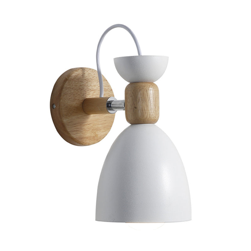 Nordic Macaroon Stil Wandstrahler 1 Licht Holzarm Wandmontage Licht in Metallschirm | Brehn