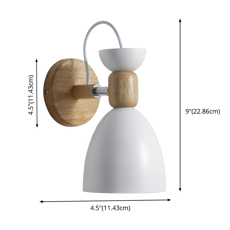 Nordic Macaroon Stil Wandstrahler 1 Licht Holzarm Wandmontage Licht in Metallschirm | Brehn