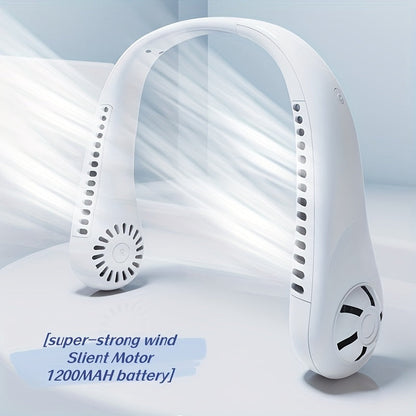 1pc Hände-frei Tragbarer Halsventilator - Wiederaufladbar, bladlos und USB-betrieben - Perfekt für Büro und Reisen | Brehn