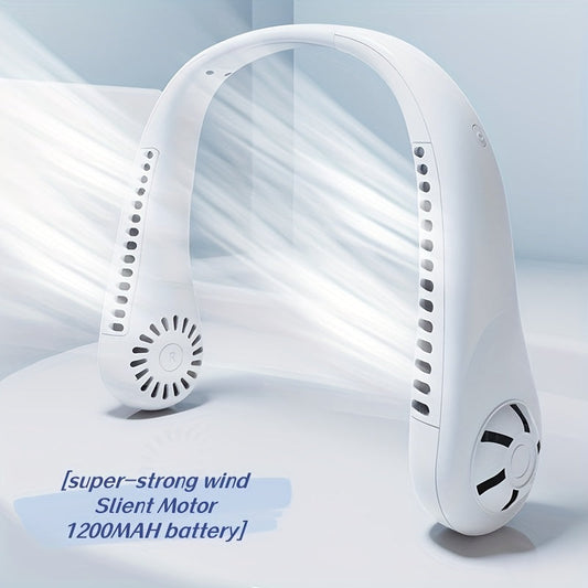 1pc Hände-frei Tragbarer Halsventilator - Wiederaufladbar, bladlos und USB-betrieben - Perfekt für Büro und Reisen | Brehn